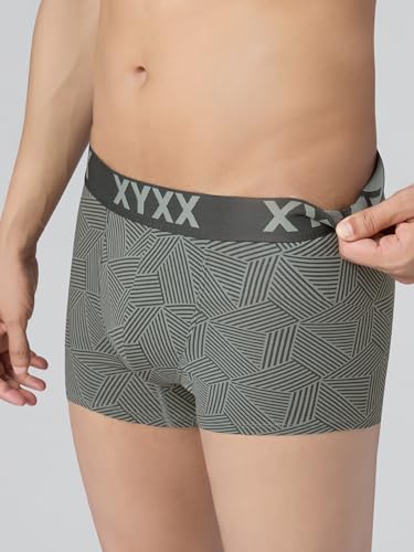 Image of XYXX Men's Matrix Super Combed Cotton Blend Geometric Antimicrobial Trunks with No Marks Waistband (Pack of 2)