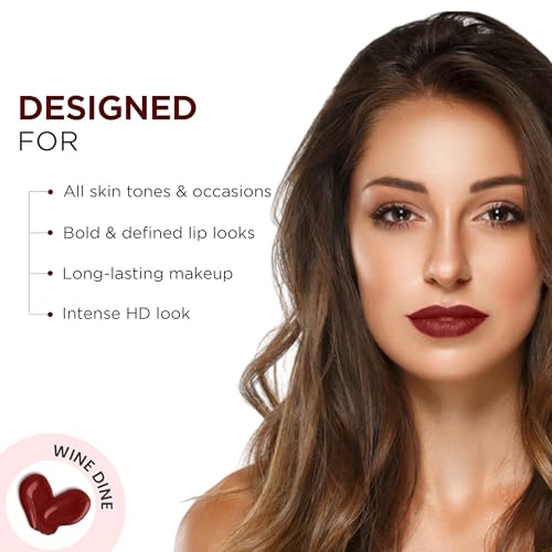 Image of Oshea Colors Long Lasting High Definition Liquid Lipstick | Smudgeproof & Ultra Pigmented Lip Color | Enriched with Vitamin E - (Wine & Dine 06) 2.6ml