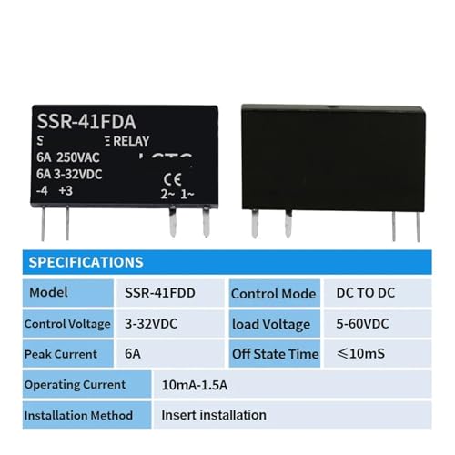 Relé de estado sólido ultrafino LCTC 6A SSR-41FDD conmutación carril DIN 2