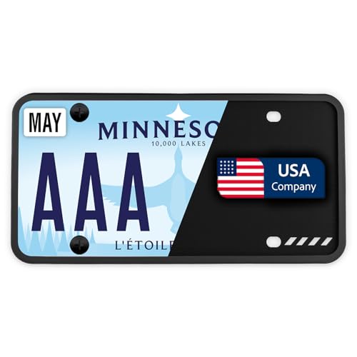 Image of Premium Black Silicone License Plate Frame - 1 Piece, Rust Proof, Rattle Proof, Weather Proof Universal License Plate Holder for Front /Rear, Street Legal, No Obstruction