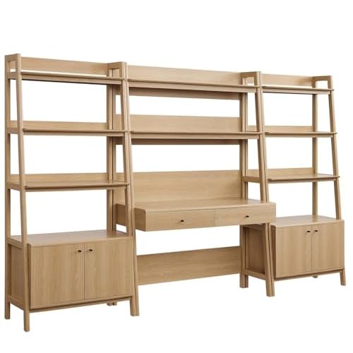 Modway 3-Piece Office Desk Set in Oak