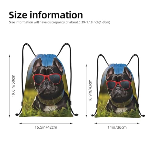 Drawstring Backpack French bulldog wearing sunglasses Drawstring Bag Sports String Bag Gym Sackpack for Women Men2