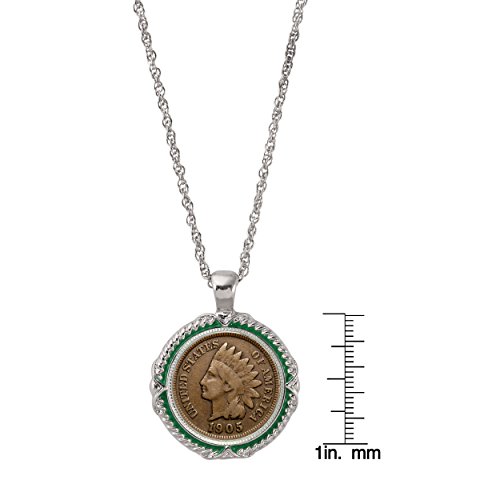 American Coin Treasures Indian Head Penny Green Enamel Coin Pendant Necklace3