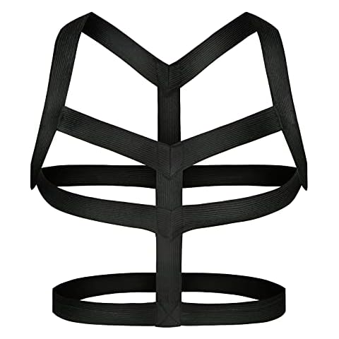 YUFEIDA Men's Body Chest Harness Belt Elastic Halter Nylon Stretchy Shoulder Strap Clubwear Costumes Belts Cover