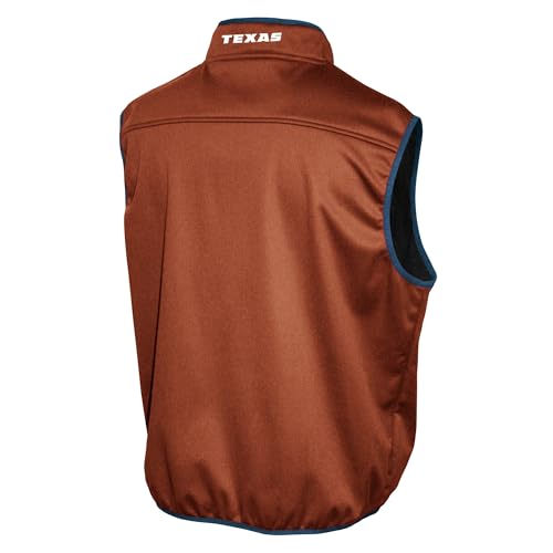 2Bhip NCAA Texas Longhorns Adult Mens College Dark Orange Mock Neck Softshell Full Zip Sleeveless Vest Jacket2