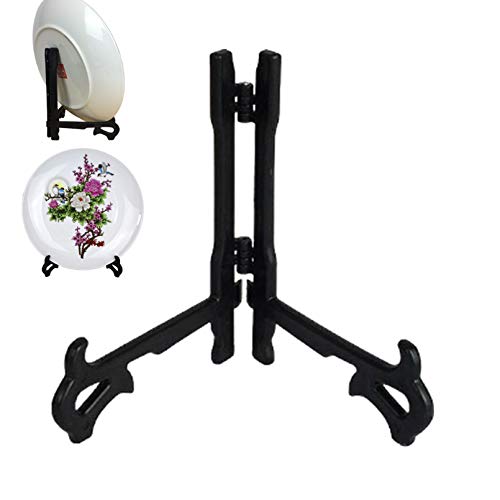 Soporte de exhibición de plástico sólido negro, caballete de plástico, soporte de plato retro, soporte universal plegable, soporte de marco de fotos artístico, para fotos, pasteles de té, productos, 1