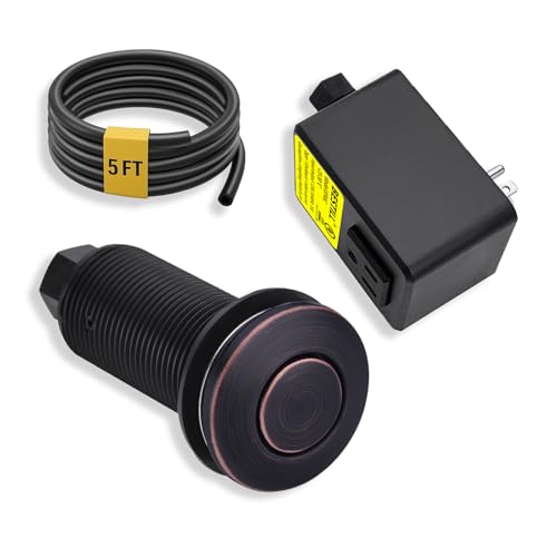 Product Image of the BESTILL Garbage Disposal Air Switch Kit-UL Listed, Cordless Sink Top Switch Button for Waste Disposer, 3.6' Long Push Button with Brass Cover, Oil Rubbed Bronze, Compatible with all Garbage Disposals