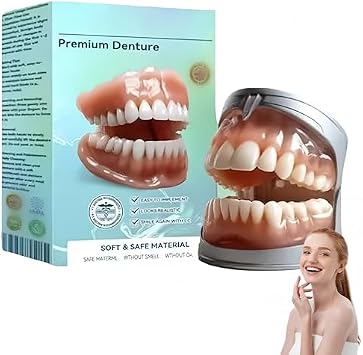 Full Set Dentures, Generation Flexible Full Denture Solution, Silicone Custom Dentures Teeth Top and Bottom, Comfortable Natural-Looking Teeth (1 PCS)