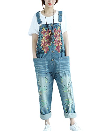 Youlee Mujer Pantalones de Pierna Ancha Peto de Mezclilla Monos Pantalones Monos...
