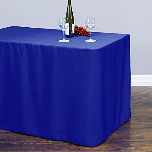 Nappe ajustée bleu roi en polyester pour buffet et banquet 8 ft
