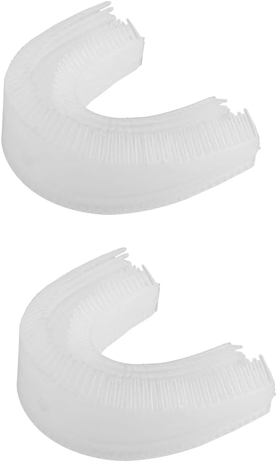 2Pcs U Shaped Silicone Toothbrush Heads Replacement for Electric Toothbrushes, Teeth Cleaner with Gum Massaging Bristles, Easy to Install and Clean