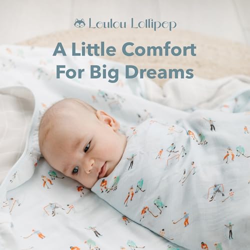 Image of Loulou Lollipop Muslin Swaddle Blanket for Baby Boy & Baby Girl - Soft Breathable Muslin Wrap, 47 inchx47 inch Receiving Blanket for Newborn & Toddler - French Breakfast