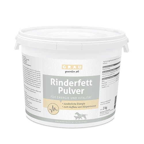 GRAU - das Original - Rinderfettpulver, der schelle Energielieferant mit 80% Fettanteil, 1er Pack (1 x 2 kg), Ergänzungsfuttermittel für Hunde & Katzen
