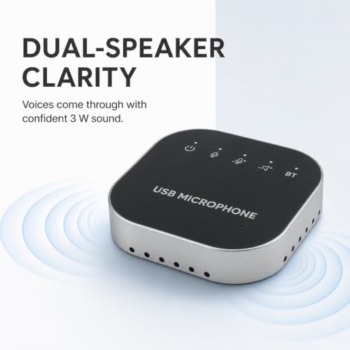 Image of Bluetooth Conference Speaker and Microphone, Bluetooth Speakerphone for Small Meeting Room,Wireless Conference Speaker 360Voice Pick up with Noise Cancellation Mics for Computer /Laptop