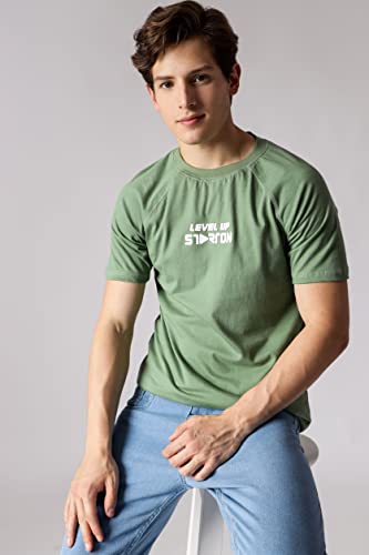 Image of Trendy Men's Round Neck T-Shirt Pure Pre Combed Cotton Bio-Washed 3D Print (STM-003)