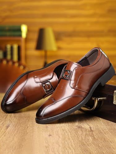 Santimon Men's Leather Slip-On Loafers Luxury Business Dress Shoes for Formal Events, Office, Weddings3
