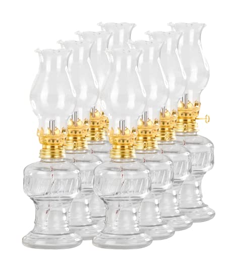 Chaps Merchandising GmbH 8 lámparas de aceite de cristal con casquillo giratorio dorado de 21 cm, lámpara de petróleo con mecha de algodón, perfectas para la boda ideal Cover