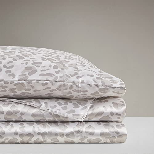 Image of Madison Park Essentials Satin Sheets Full Bed Set, 4 Pcs, Taupe Leopard | Luxury and Smooth Silky Bedding with Natural Sheen, All Around Elastic 14 inch Pocket fits up to 16 inch Mattress, Year-Round Cozy