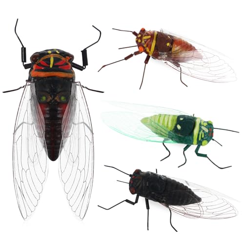 CORHAD 4 個 模擬昆虫セミ セミのおもちゃ 模擬昆虫のおもちゃ リアルな蝉の置物 蝉のいたずらおもちゃ 模擬蝉 人工蝉模型 シミュレーションセミ 偽の の置物 偽蝉モデル 風景蝉