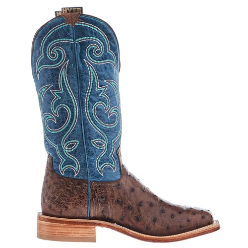 Hyer Mens Jetmore Tobacco FQ Ostrich 13 In Blue Vintage Goat Top Cowboy Boot3