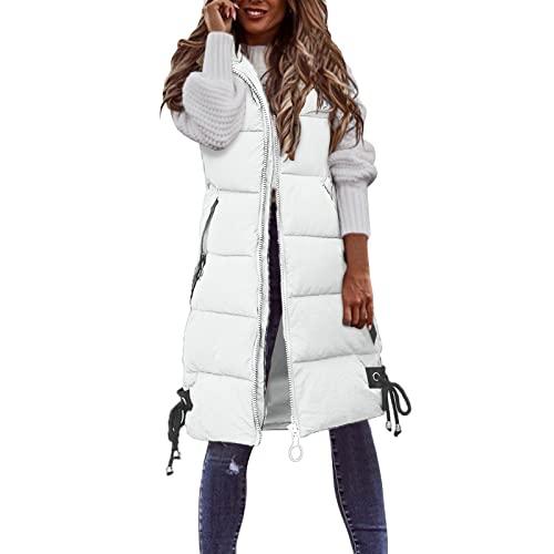 Winterjacke Damen Lang Warm Winter Ärmellose Jacke Weste Leicht Gesteppt...