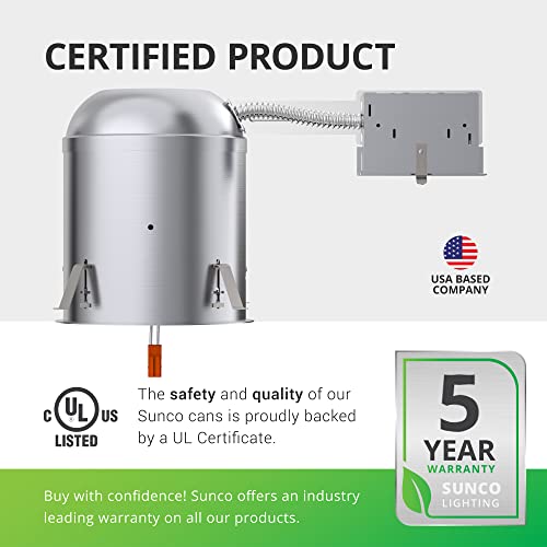 Sunco Can Lights For Ceiling 6 Inch Remodel Recessed Lighting Housing, 120-277V, Tp24 Connector Included, Air Tight Can, Easy Install, Ic Rated, Ul & Title 24 Compliant 6 Pack #TOP4