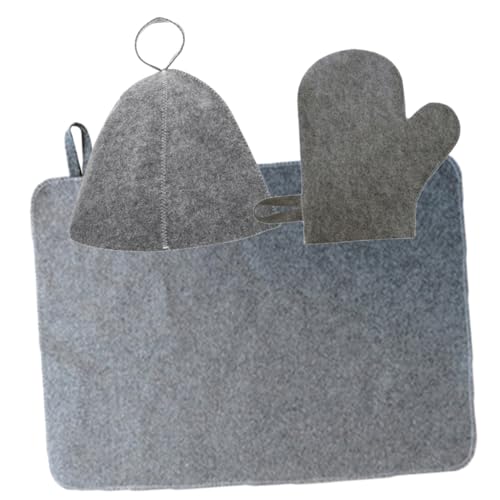 MUSISALY Sauna Hat Gloves Mat Set for Women Reusable Breathable Felt Hat Protective Cap and Mitten for Sauna Use