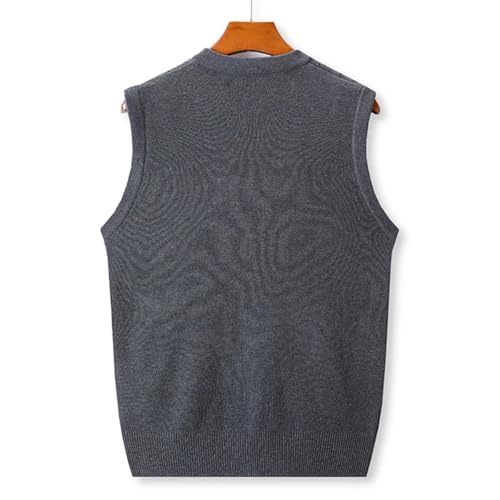 Men Soft Wool Knit Vest Buttons Sleeveless Cardigan V Neck Basic Autumn Winter Argyle Vintage Waistcoat2