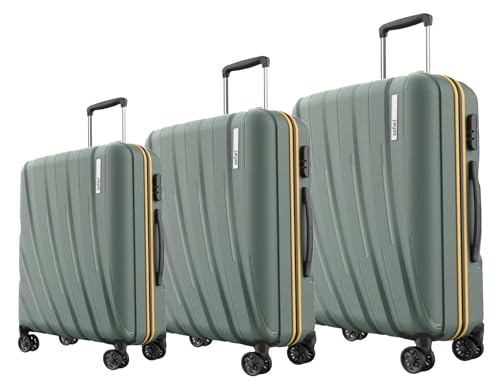 Image of Safari Polyproplyene Hard Shell Cairo 8 Wheels, 5 Years Warranty (Cabin & Check-in) Trolley Spinner Luggage Set of 3, 55Cm, 66Cm & 75Cm, Small, Medium, Large (SAGE Green)