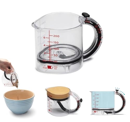 Up Cup Measuring Cup: 4-in-1 Adjustable Measuring Cup with Scraper-Style Seal Base – Space-Saving, Easy-to-Clean, Multi-Purpose Cup for Cooking and Baking