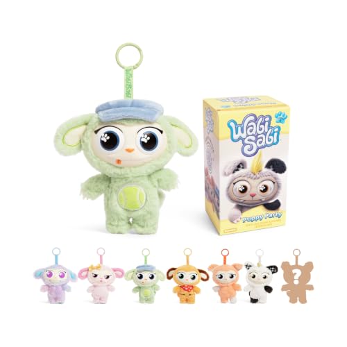 Image of WabiSabi Puppy Party Blind Box by Relatable - Drop Collectible Blind Box Figures Plush Keychain, Desk Accessories and Back to School Gifts for Kids and Collectors - Includes 1 Mystery Plush Bag Charm