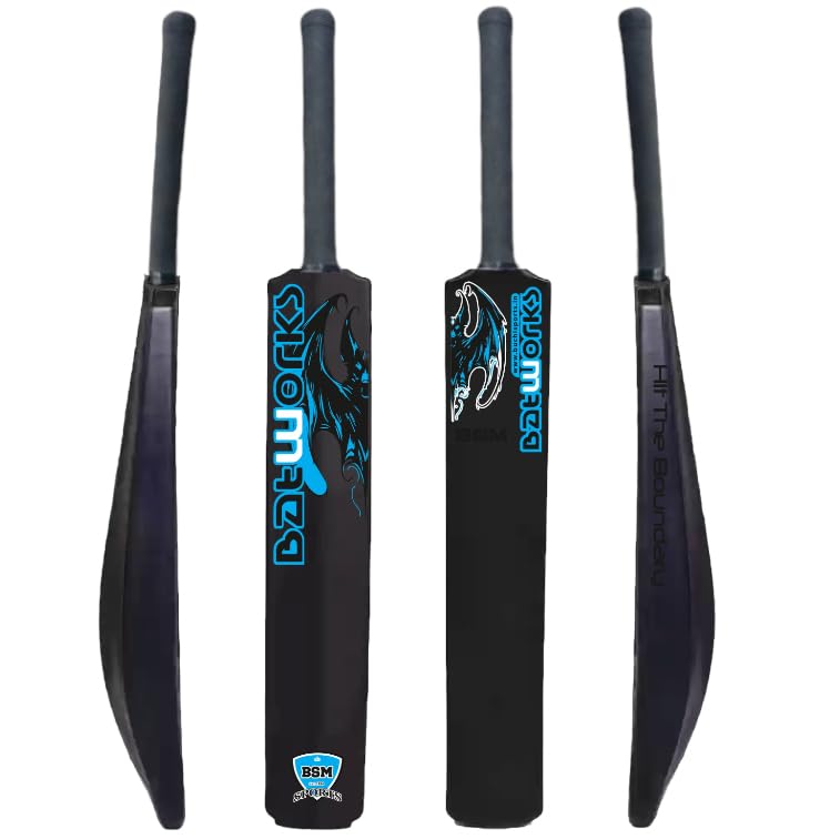 BSM Batworks Blue Heavy Duty Tennis Ball Black Cricket Bat | Size 5(30"x4"x2") PVC/Plastic Cricket Bat Ideal for All Age Group (450 g)