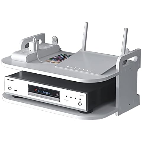 WJHMB Wifi Rack Wall Hanging Shelf Sitting Room Routers Organising Frame Hollow Out Double Set-top Box Easy To Install For Home And Office Cover