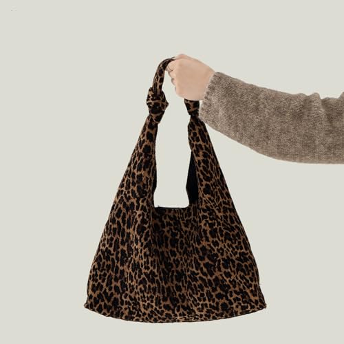 Sac sous les bras léopard grand format en velours vintage - 5