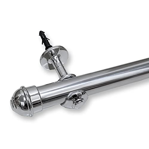 Kit completo Varão / Bastão de cortina 1,5 metros Grosso 28mm e Fino 19mm Cromado Branco Preto Tabac