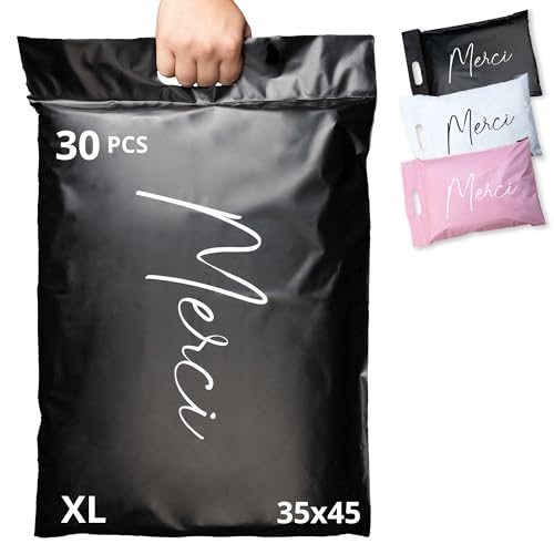 EMBALLAX, 30 Parcel Bags with Handle, XL 35x45cm, Tamper-Proof/Tear-Proof/Waterproof, Postage Bags for Clothes & Carton