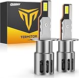 Termitor H1 Light Bulbs, 50,000LM 10X Super Brighter 1:1 Halogen Size, 70000Hrs Lifespan, 6500K White H1 Fog Lights with Cooling Fan, Plug and Play, Pack of 2