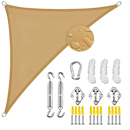 LRHRHR Vela de Sombra Triangular Protección Rayos UV Impermeable Transpirable Toldo Cover