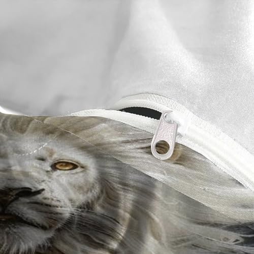 Lion Housse de Couette Super King 260x220cm avec Taies d'Oreiller en Microfibre - 5