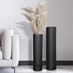 Vase pour plancher noir haut : 27.7 Vases décoratifs extra grand de pouce pour le salon Vases modernes pour le plancher avec honeycomb Hammered Vase grand métal debout pour coin bureau 2