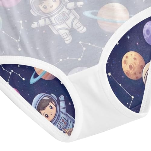 Girls Briefs, Cute Astronauts Space Toddler Girl Briefs, Cotton Underwear Girls, 2T–8 Years4