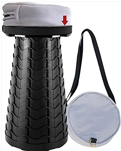 Retractable Stool - Portable Telescoping Collapsible Seat - Small Folding Telescopic Chair for Sitting, Camping, Fishing, Travel - Simple, Lightweight & Foldable Outdoor Plastic Camp Chairs for Adults