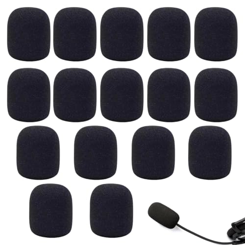 KEQAR Lot de 16 protections en mousse, mousse micro casque et bonnette microphone, Protection contre le vent pour microphone et casque(Noir)