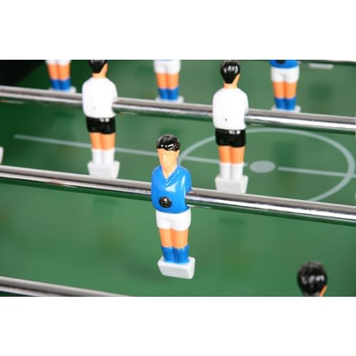 GAMES PLANET Tischfussball „Glasgow“, 5 Dekore: Holz/Schwarz/Blau/Soccer/Weiß, inkl. 2 Bälle, 2 Getränkehalter, höhenverstellbare Füße, hochgezogene Spielfeldecken, Tischkicker, Kicker, Kickertisch – Bild 5