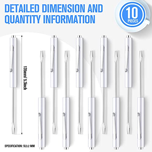 Image of Honoson 10 Pieces Pocket Screwdriver Mini Tops and Pocket Clips Magnetic Slotted Small Screw Driver with a Single Blade Head for Mechanical, Electrician(White)
