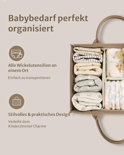 Blissful Diary Wickeltisch-Organizer, Wickelkorb für die Wickelstation, Stilvoller Wickelorganizer für Babybedarf… – Ansicht 2