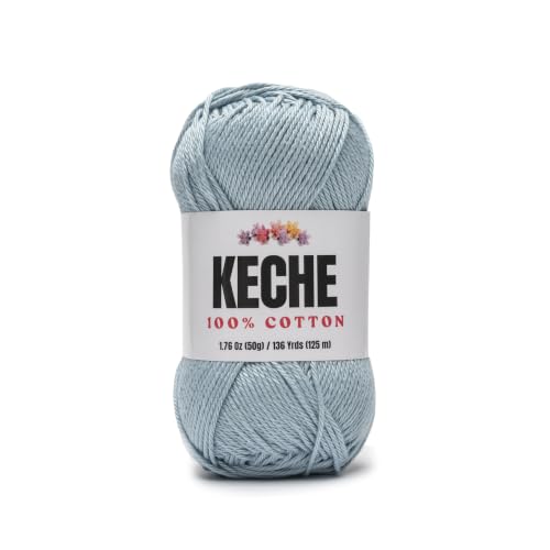 Image of Cotton Yarn - 100% Cotton Yarn for Crocheting and Knitting, Mercerized Cotton Amigurumi Yarn Fine-Sport 2 1.76 oz (50g) / 136 Yrds (125 m) - ICE Blue