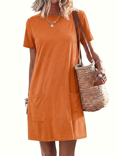 Tops to Wear With Leggings Over 50 8 Dokotoo Short Sleeve Dress for Women Cute Casual Loose Fitting Long Tops Short Sleeve Long Tunic Tshirt Dress Summer Dresses for Women 2026 Plus Size Orange Dresses XL