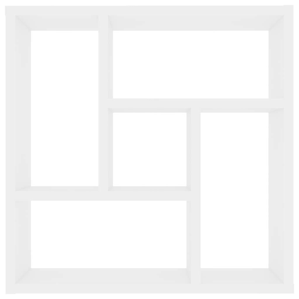 Estantería flotante blanca de 45,1 x 16 x 45,1 cm, de madera, 5 compartimentos, 40 kg, diseño moderno y duradero, para salón, pasillo, dormitorio