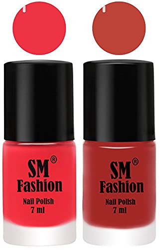 Image of Long Lasting Nail Polish | Nail Paint Combo 7 ml Each) - Set of 2 Rose Pink-Dark Nude